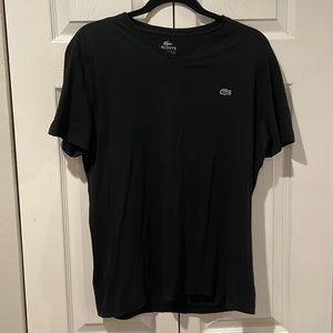 Men’s Lacoste V Neck Tee. Black. Size 5.